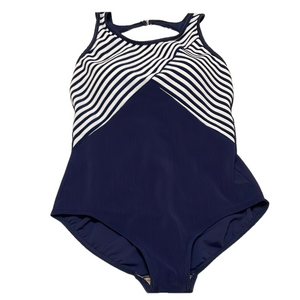 NWOT Baltex Blue and White One Piece Swimsuit Sz 18